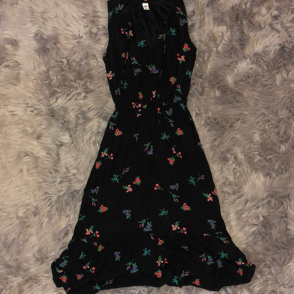 Old Navy black floral sleeveless dress Sz XS